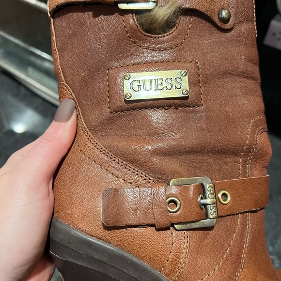 Guess Women's GW Benny Faux Fur Leather Heeled Boots 7.5 - Picture 5 of 10